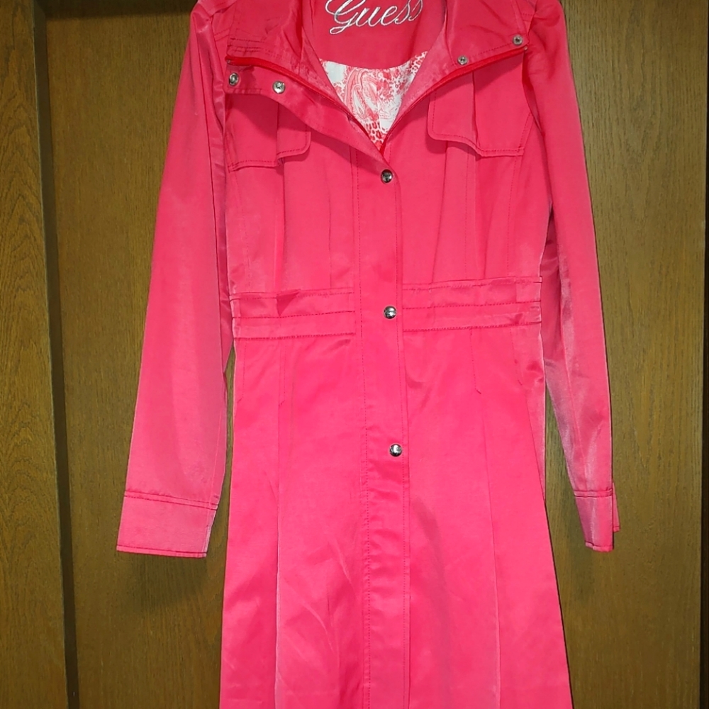 Guess salmon/ pink trench coat size 12